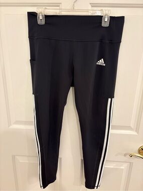 adidas Black Leggings with White Side Stripes